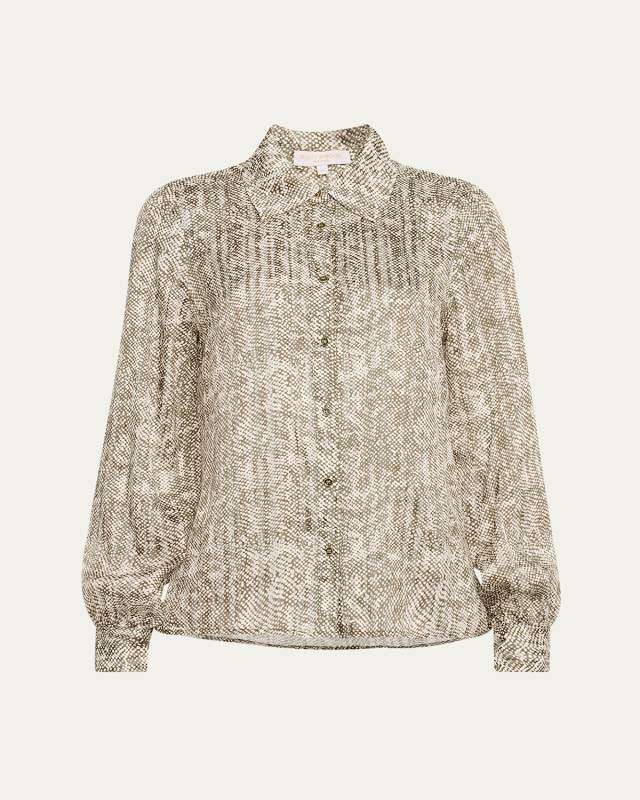 Pauline Button-Front Silk Blouse